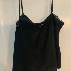 Princess Polly Black Satin Lace Tank Top